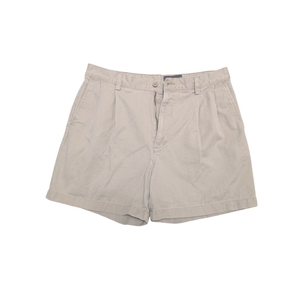Eddie Bower Khaki Shorts Women's 34 Beige Pleated Vintage Cotton Summer